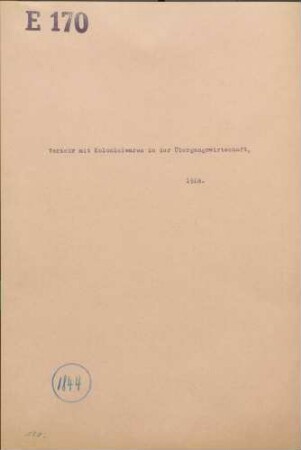 Verkehr mit Kolonialwaren in der Übergangswirtschaft