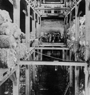 Lagerschuppen für amerikanische Baumwolle : Technikgeschichte | Technologie | Fasern, Gespinste und Gewebe | Baumwollspinnerei | Baumwollspinnerei Linden Hannover