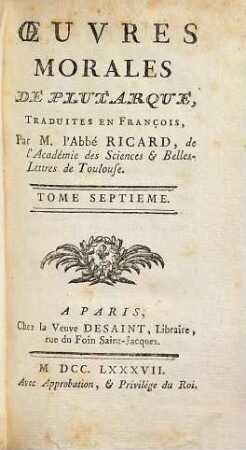 Oeuvres morales de Plutarque, 7