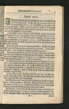Kurtz-verfaste Chronica. [1600 - 1646]