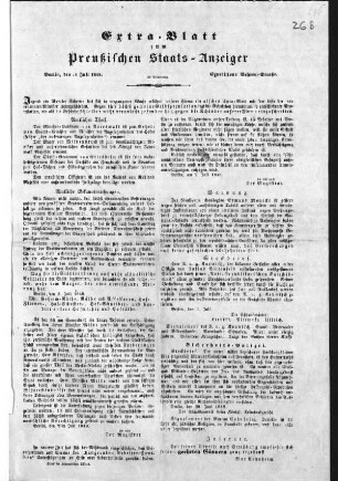 Extra-Blatt zum Preußischen Staats-Anzeiger. (Sammlung Friedlaender)