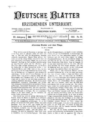 Abnorme Kinder und ihre Pflege : (Schluss)