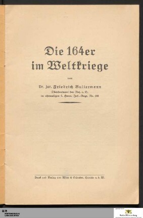 Die 164er im Weltkriege