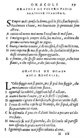 Oracoli Di Pietro Paolo Arrigone Senatore.