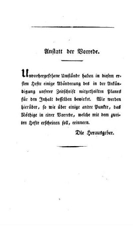 Anstatt der Vorrede