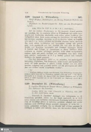 508. 1599, Dezember 12. [Wittenberg]
