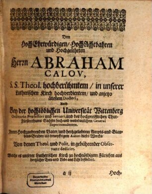 Historia Syncretistica, Das ist: Christliches wolgegründetes Bedencken über den Lieben Kirchen-Frieden und Christliche Einigkeit In der heilsamen Lehre der Himmlischen Wahrheit