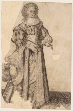 Stehende Dame mit Falken