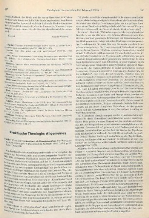 385-387 [Rezension] Möller, Christian, Gottesdienst als Gemeindeaufbau