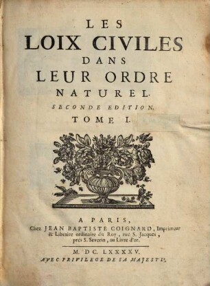 Les loix civiles dans leur ordre naturel, 1