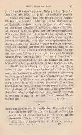 145-147 [Rezension] Dzialowski, Gustav von, Isidor und Ildefons als Litterarhistoriker