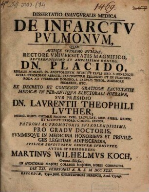 Diss. inaug. med. de infarctu pulmonum