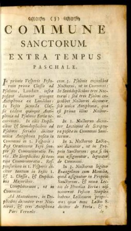 Commune Sanctorum. Extra Tempus Paschale