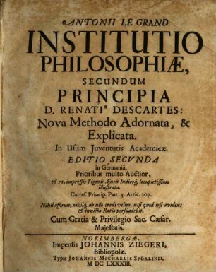 Institutio philosophiae secundum principia Renati Descartes