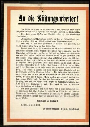 Ausgabe vom Samstag, den 31. März 1917.