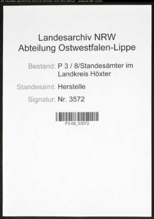 Sterberegister Standesamt Herstelle