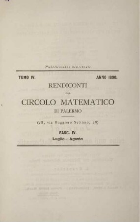 Tomo IV Anno 1890 Luglio - Agosto.
