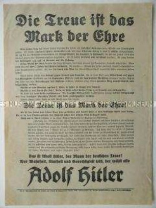NSDAP-Wahlflugblatt über die Treue Hitlers