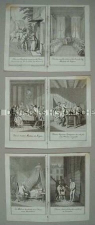 Illustrationen (Blatt 1, 2, 4, 9, 11, 12 von 12) von D. Berger nach Daniel Nikolaus Chodowiecki zu "Blaise Gaulard".
