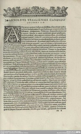 ARNOLDUS VESALIENSIS CANDIDO LECTORI S.D.