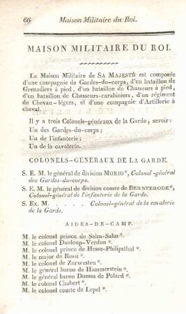 Maison militaire du roi.