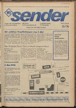 Betriebszeitung 'WF-Sender', Nr.15/1976 (3. Aprilausgabe 1976)
