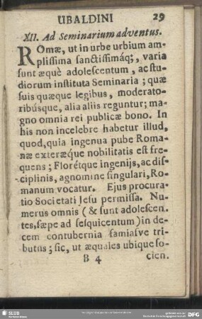 XII. Ad Seminarium adventus