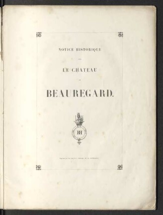 Notice historique sur le Château de Beauregard