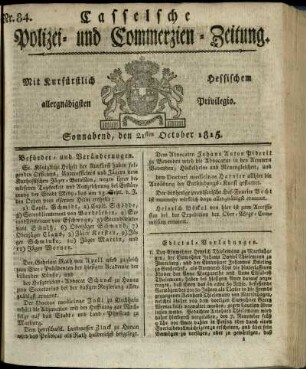 Nr. 84, Sonnabend, den 21sten October 1815