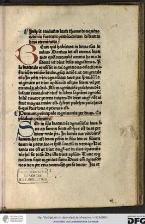 Incipit tractatus beati Thome de Aquino, ordinis fratrum Predicatorum, de beatitudine eternitatis.