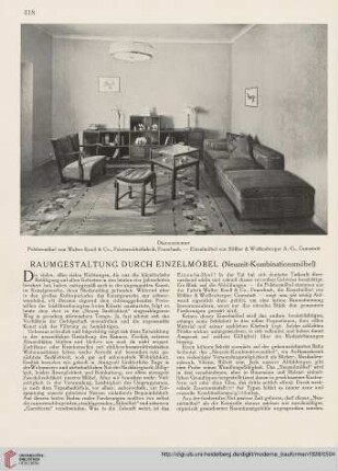 Raumgestaltung durch Einzelmöbel (Neuzeit-Kombinationsmöbel)
