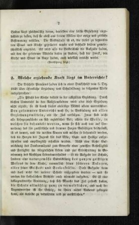 Welche erziehende Kraft liegt im Unterrichte?
