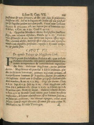 Caput VII. De agendis Politicis & Magistratu Civili.