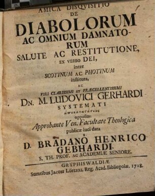 Amica disquisitio de diabolorum ac omnium damnatorum salute ac restitutione