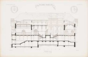 Kaufhaus Gürzenich, Köln: Schnitt CD (aus: Atlas zur Zeitschrift für Bauwesen, hrsg. v. G. Erbkam, Jg. 12, 1862)