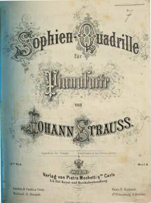 Sophien-Quadrille : für Pianoforte ; 75tes Werk