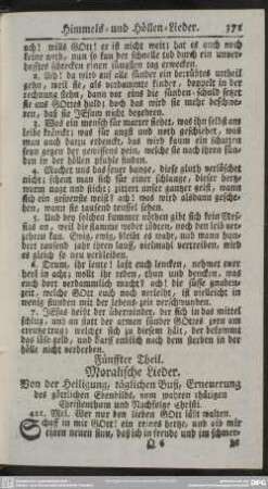 Fünffter Theil. Moralische Lieder