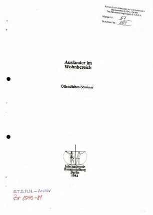 Materialien: Seminar Ausländer im Wohnbereich