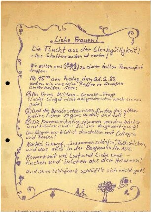 Flugblatt: Liebe Frauen! 1982