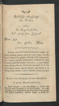 Nro. 43. den 27ten Mai