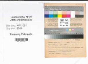Entnazifizierung Petronella Hemsing , geb. 10.04.1922 ()