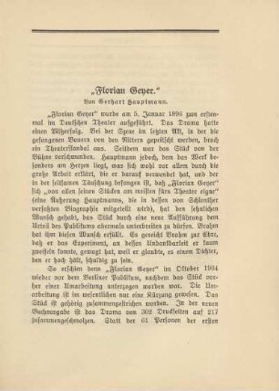 "Florian Geyer" von Gerhart Hauptmann