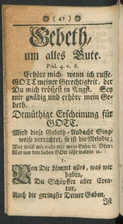 Gebeth um alles Gute