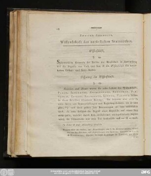 Zweiter Abschnitt. Wissenschaft des natürlichen Statsrechts.