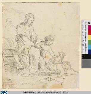 Heilige Familie mit dem Johannesknaben (Durchzeichnung der Vorderseite)