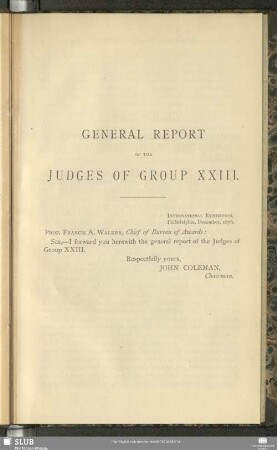 General Report Of The Judges Of Group XXIII.