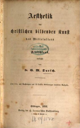 Aesthetik der christlichen bildenden Kunst des Mittelalters in Deutschland