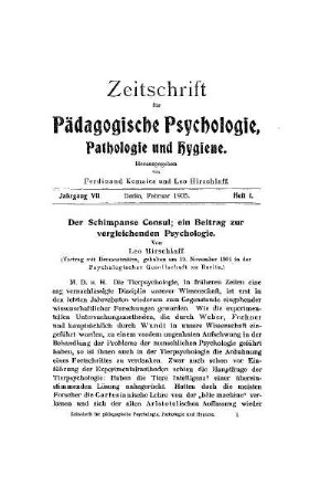 Der Schimpanse Consul; ein Beitrag zur vergleichenden Psychologie