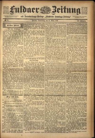 Erste Ausgabe vom Donnerstag, den 31. März 1898.