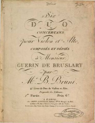 Six duo concertans pour violon et alto : 4e livre de duo de violon et alto, 1. [Duo I-III]